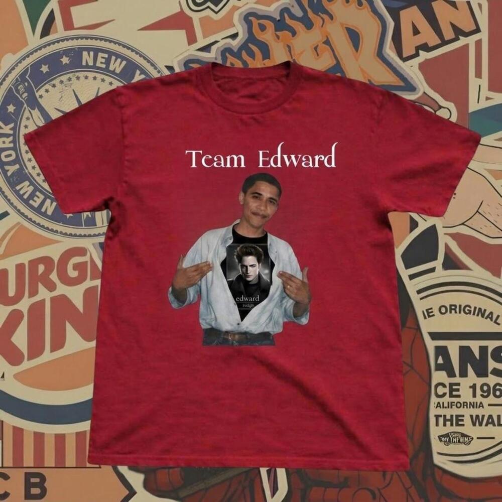 Team Edward Obama Tee With Graphic Of A Man In A White Shirt